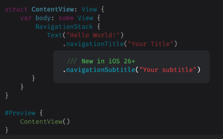 navigationSubtitle example